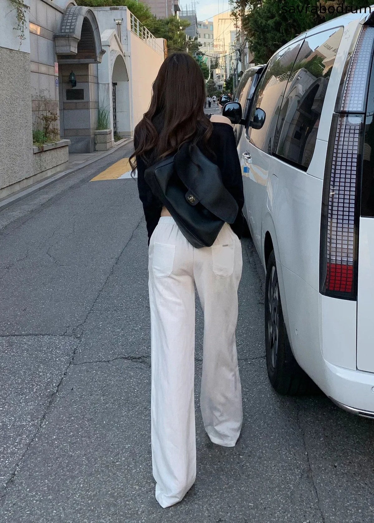 White Drawstring Wide-Leg Pants