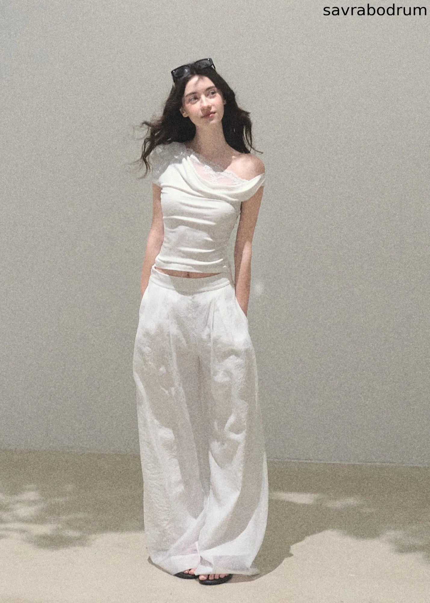 Childlike Fun Draped Mesh Wide-Leg Pants