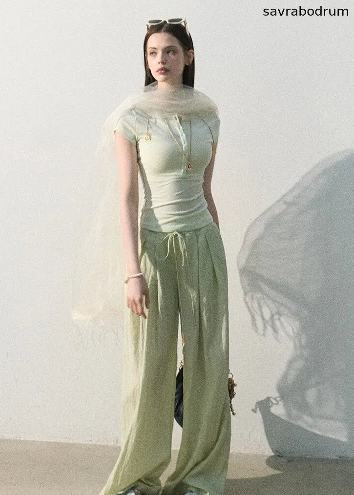 Lyocell Button-Neck Tee
