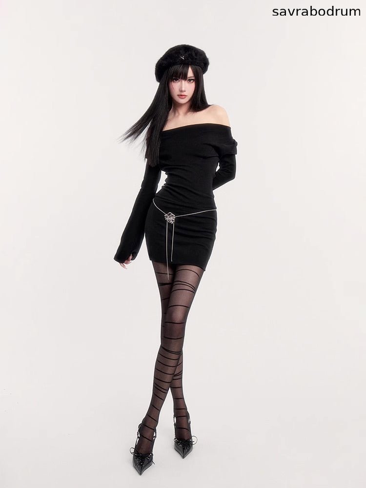 Dark Muse Collar Bodycon Dress