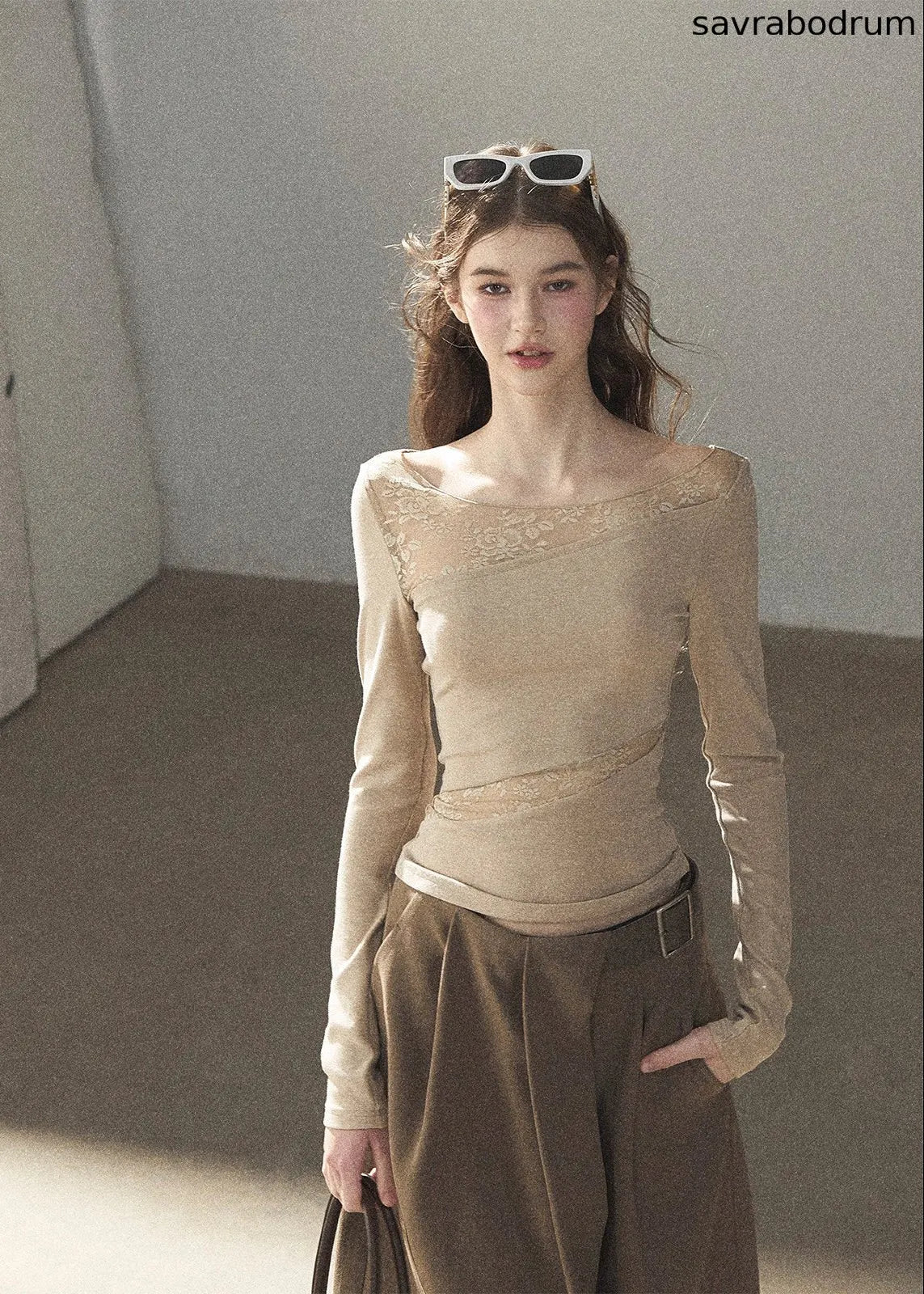 Misty Skin Sheer Lace Long Sleeve Top