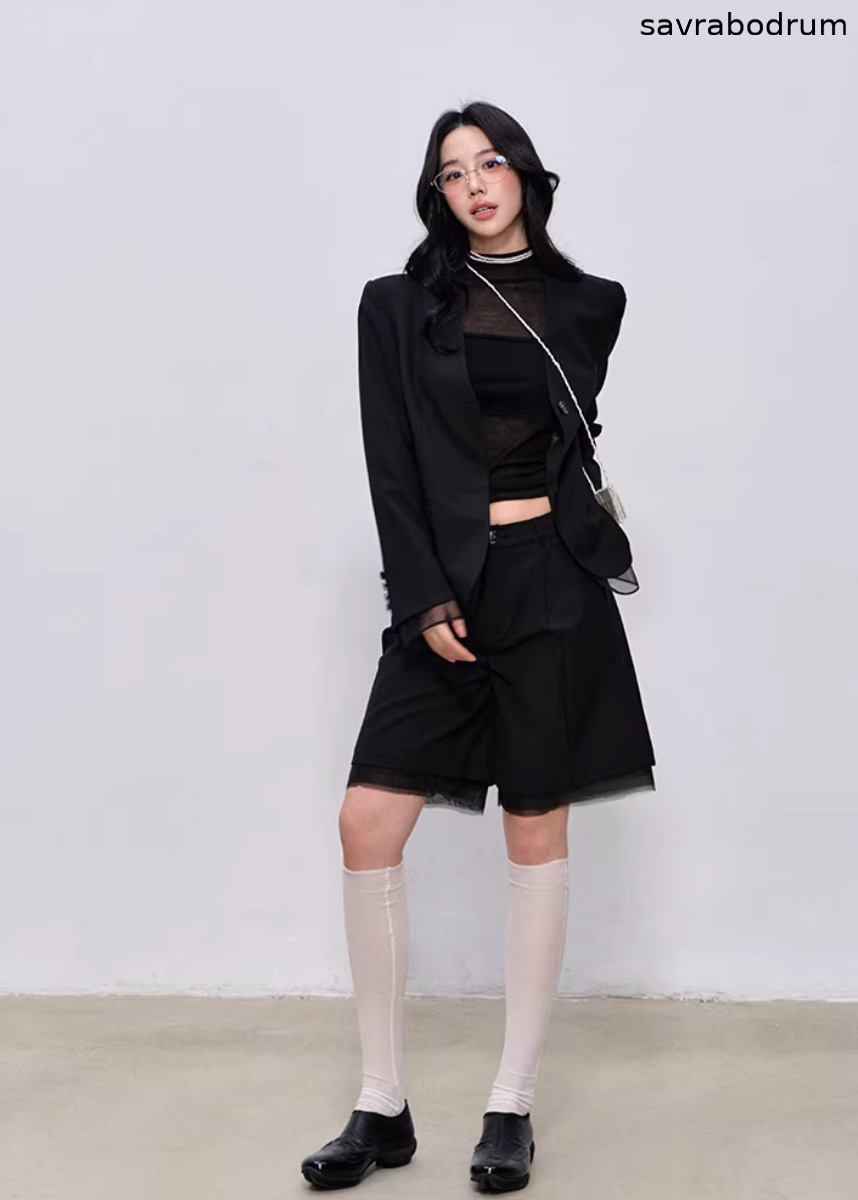Midnight Tailored Shorts Set
