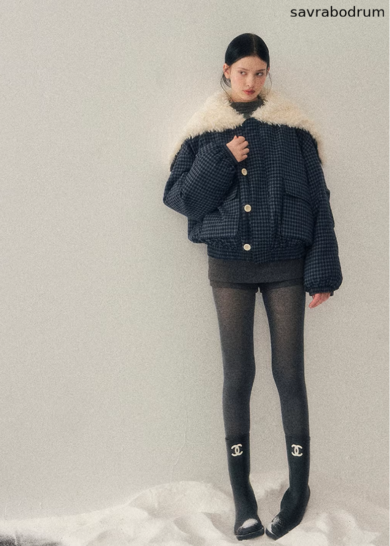 Silent Blue Lamb Collar Jacket