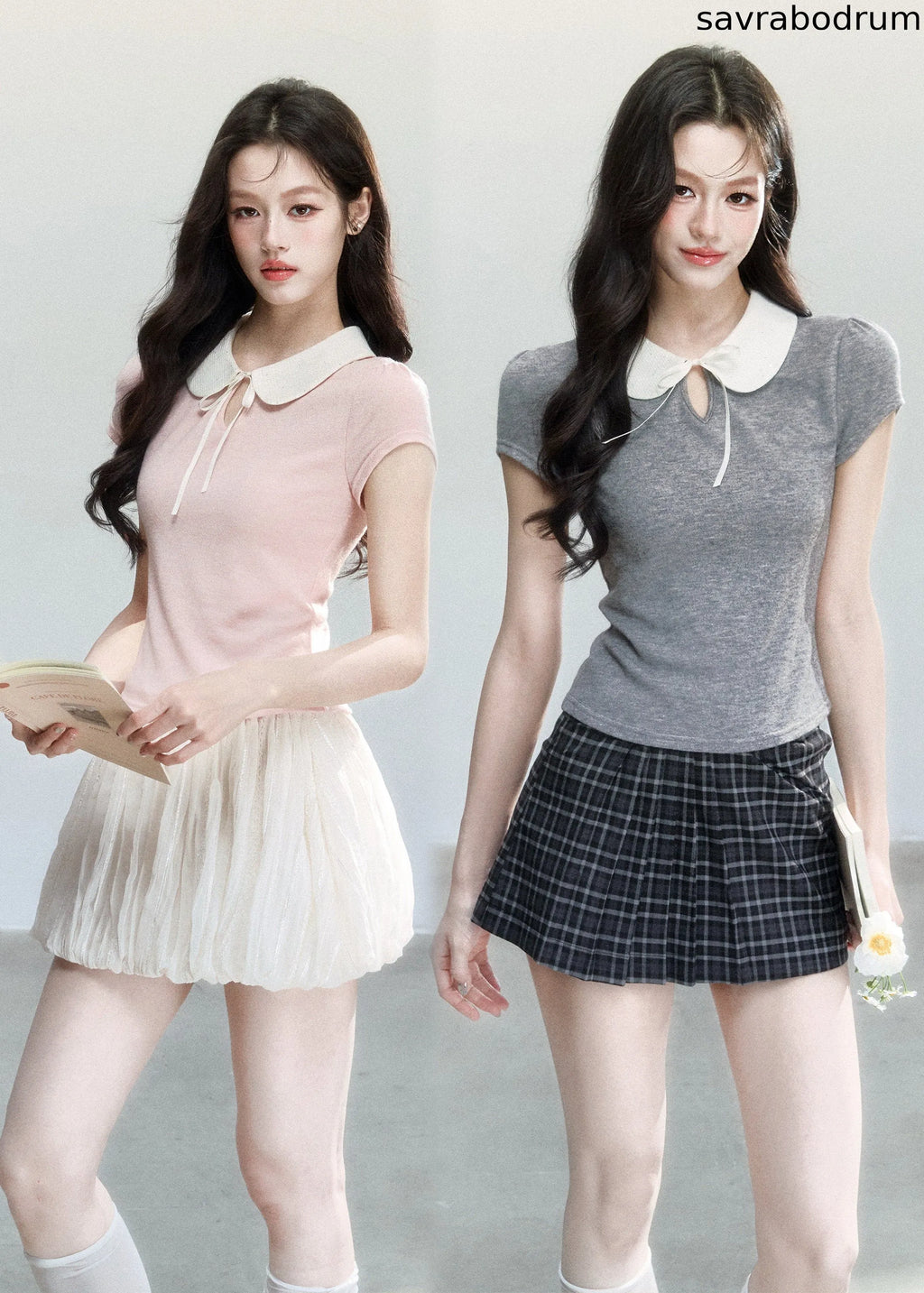 Doll Collar Slim Knit T-Shirt