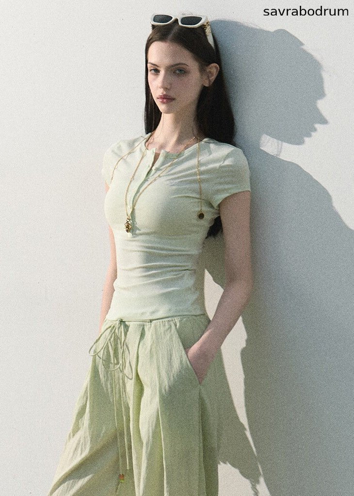 Lyocell Button-Neck Tee