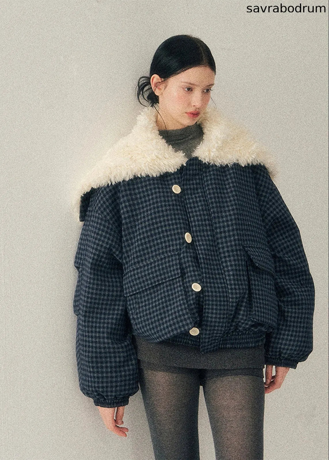 Silent Blue Lamb Collar Jacket