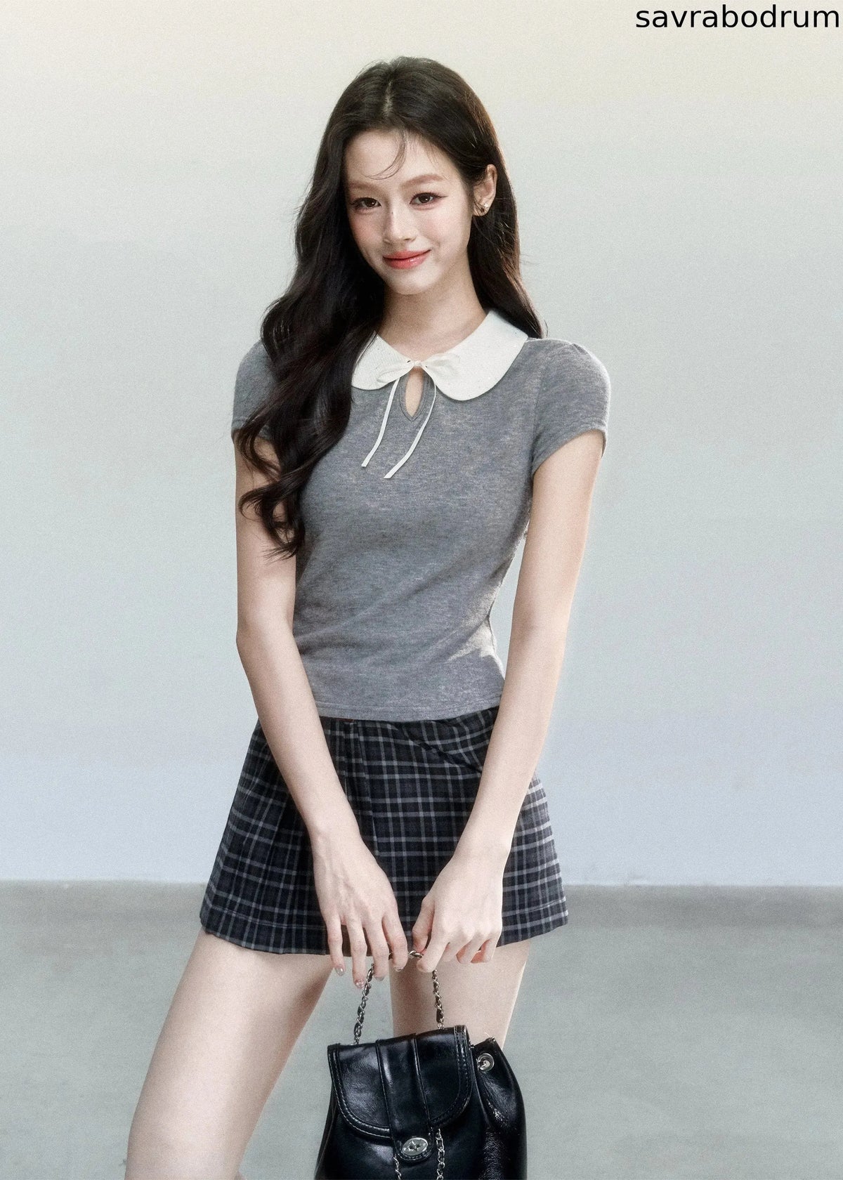 Doll Collar Slim Knit T-Shirt
