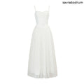 White Mesh Embroidered Slip Dress