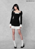 Camellia Bow Trumpet Sleeve Dress