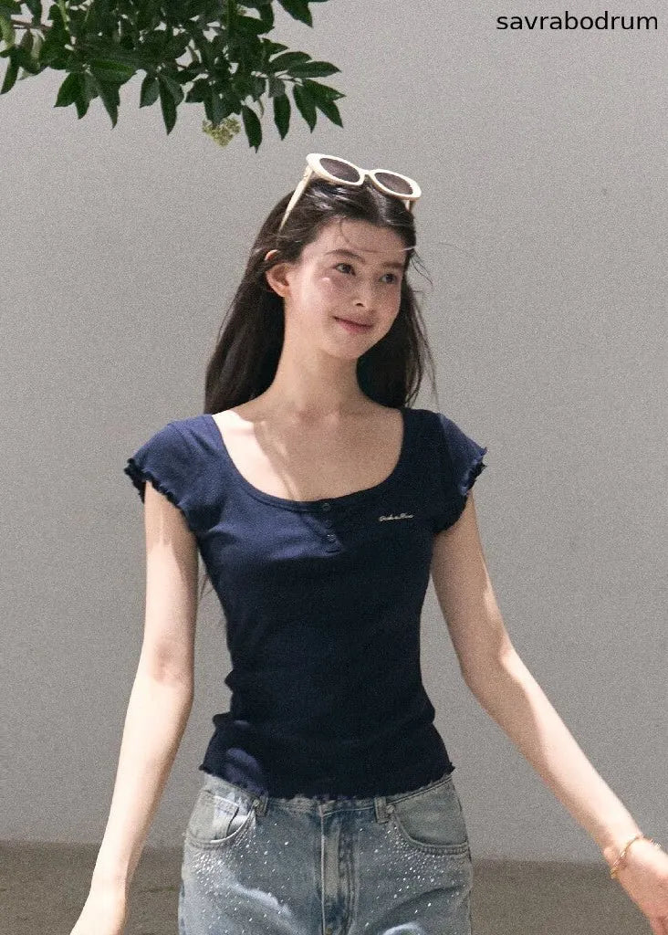Oxygen U-Neck Wool-Blend Tee