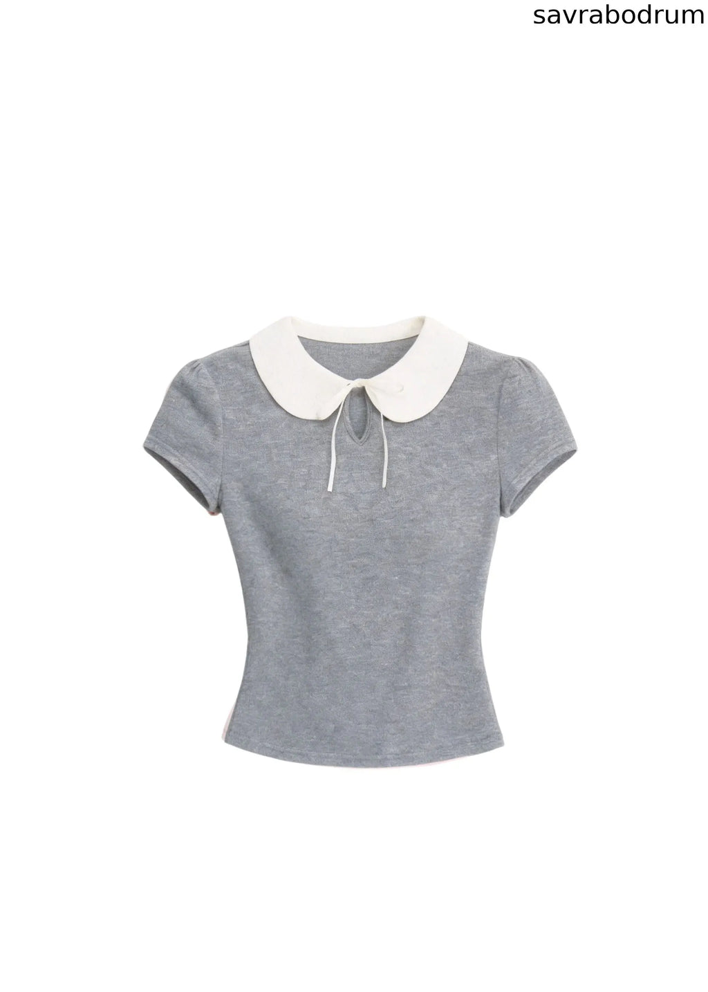 Doll Collar Slim Knit T-Shirt